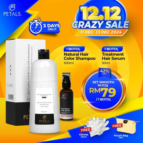 (12.12 CRAZY SALE) Set Smooth - Shampoo Uban 1x Darkbrown + 1x Hair Serum